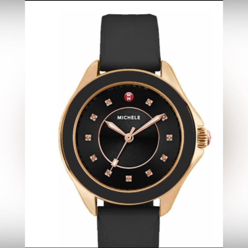 Only worn a few times. 
Black and rose gold with diamonds